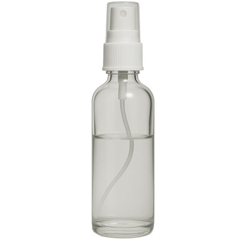 Flacone spray da 100 ml in vetro trasparente con testina/atomizzatore (D3)